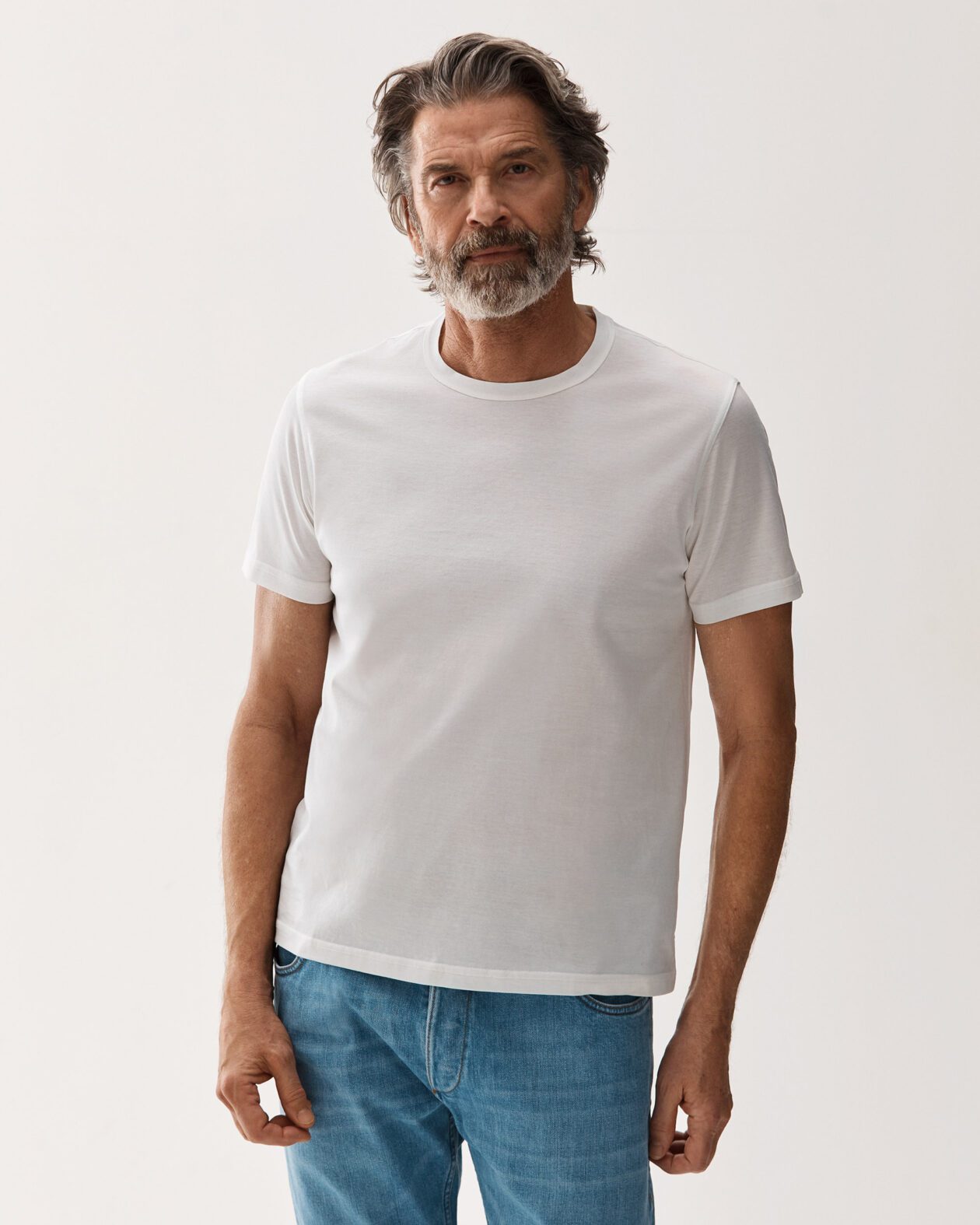 White mercerized cotton T-shirt