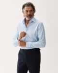 Tailored Pinpoint Cotton Shirt Light Blue