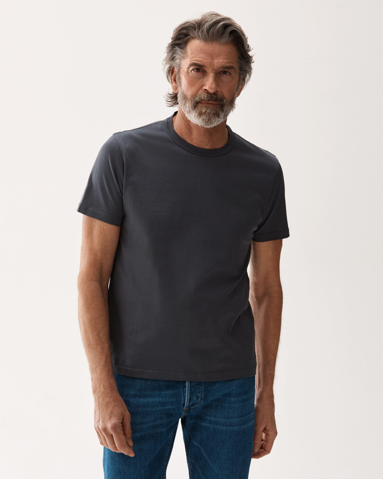 Grey mercerized cotton T-shirt