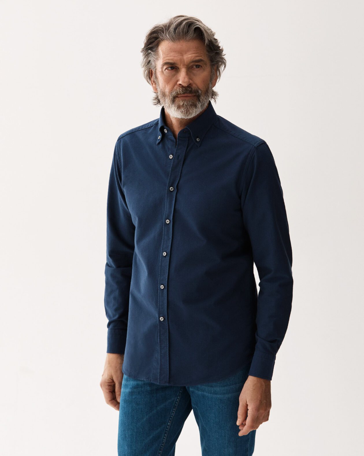 Tailored Button-Down Oxford Shirt Blue