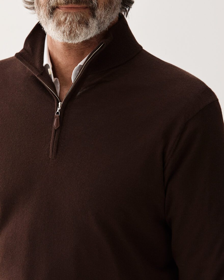 Brown Half Zip Cashmere Sweater