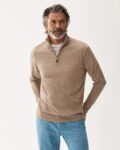 Beige Half Zip Cashmere Sweater