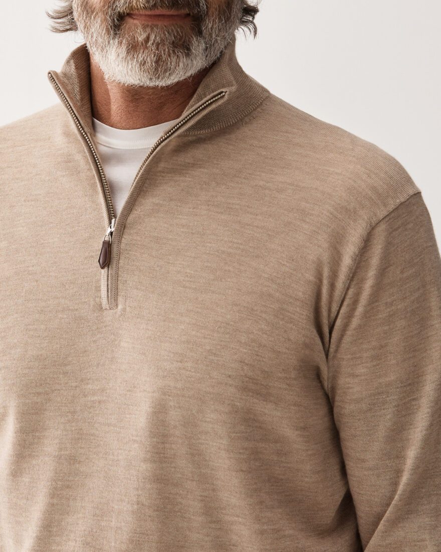 Half-Zip Cashmere Sweater Beige