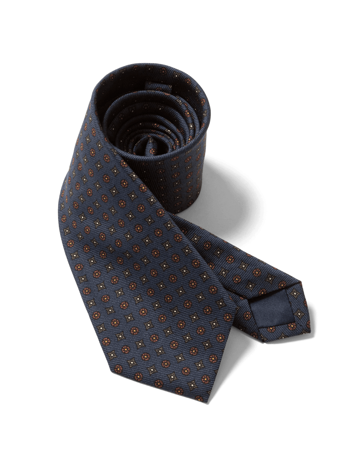Navy Printed Silk Tie