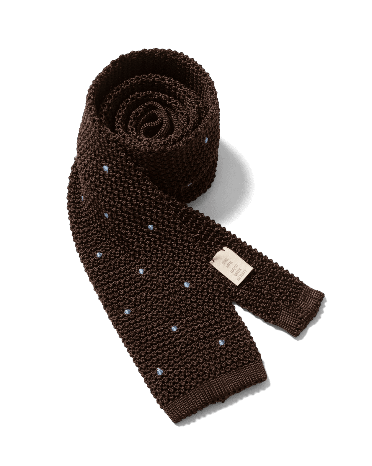 Brown Silk Knit Dot Tie