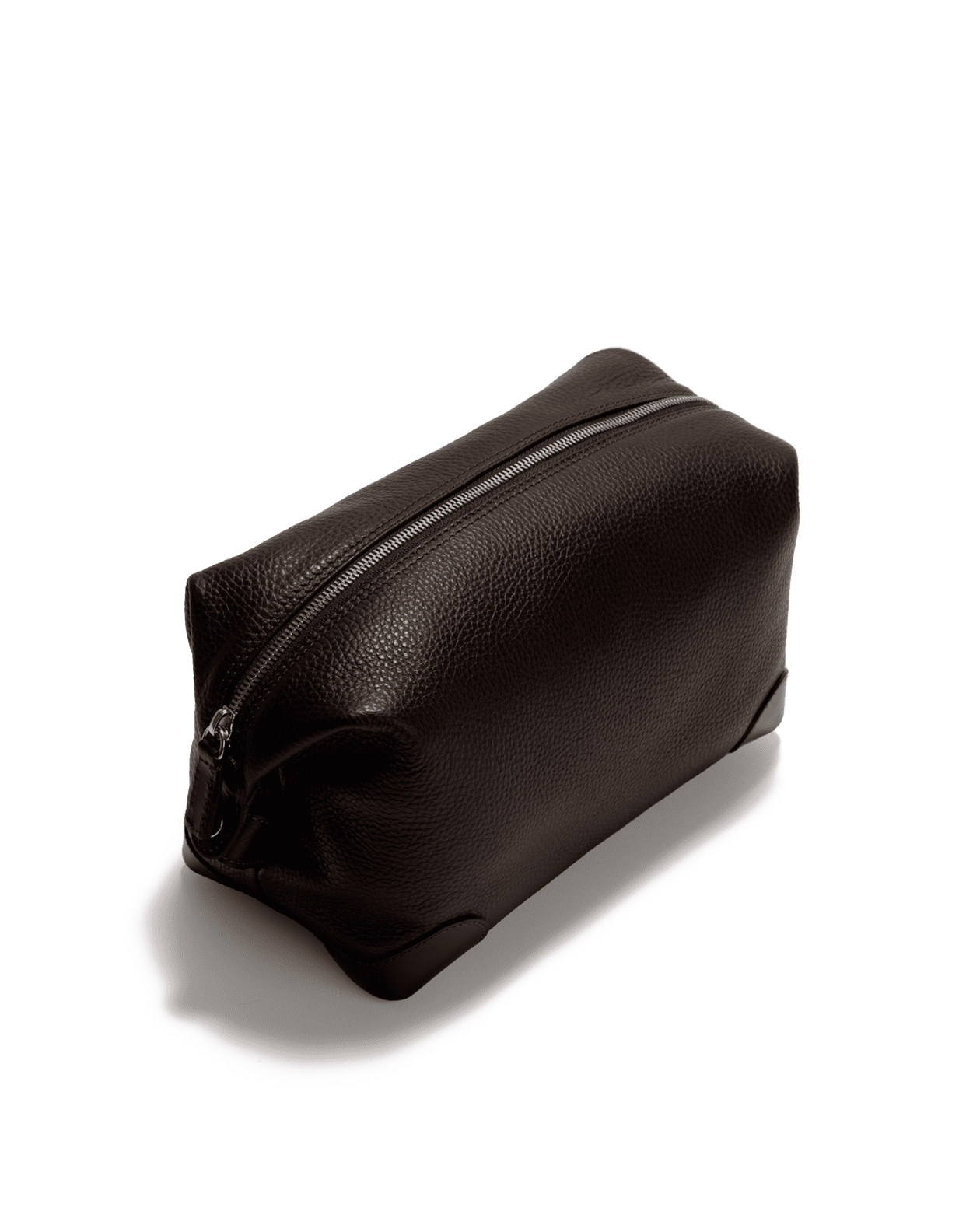Calf Leather Wash Bag Single Compartment Brown