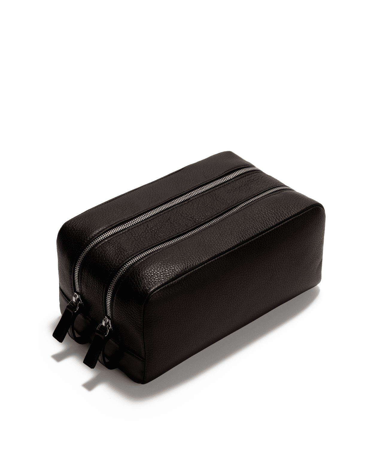 Calf Leather Wash Bag Double Compartment Black