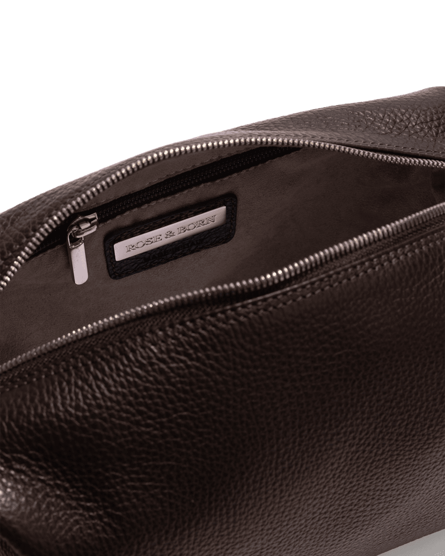 Wash Bag Brown Calf Leather Single Compartment