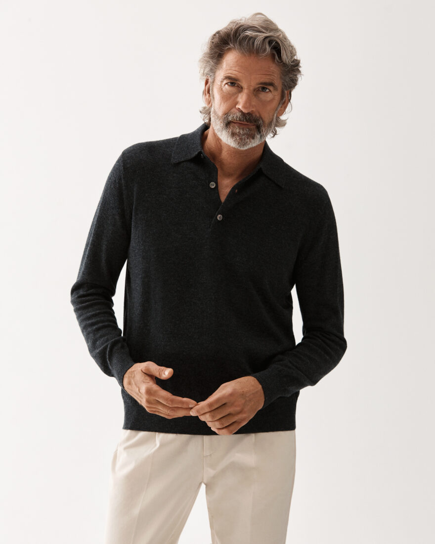 Poloneck Merino Cashmere Sweater Charcoal