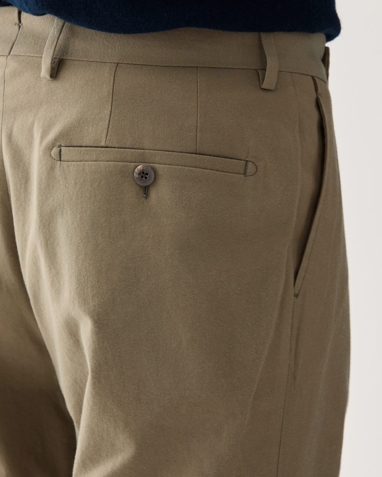 Tailored Cotton Silk Trouser Army Green