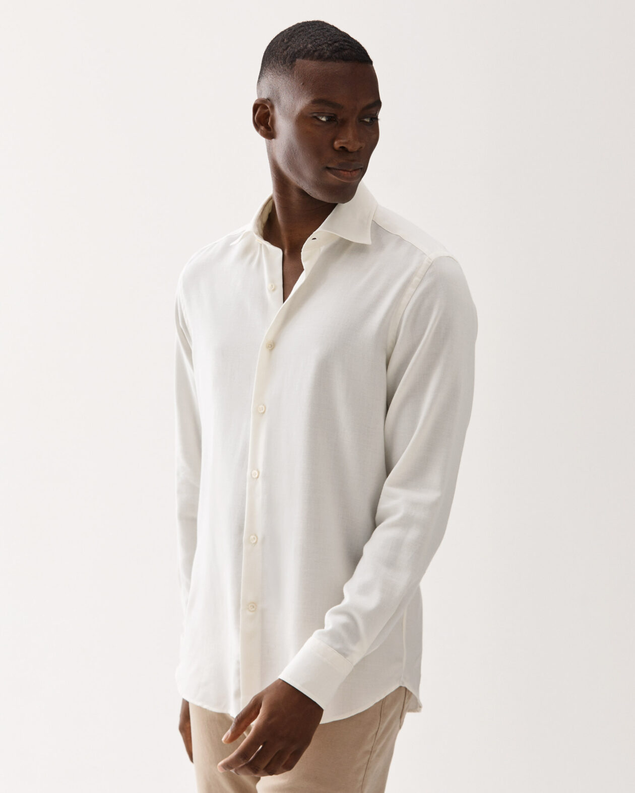 Twill Cashmere Blend Shirt White