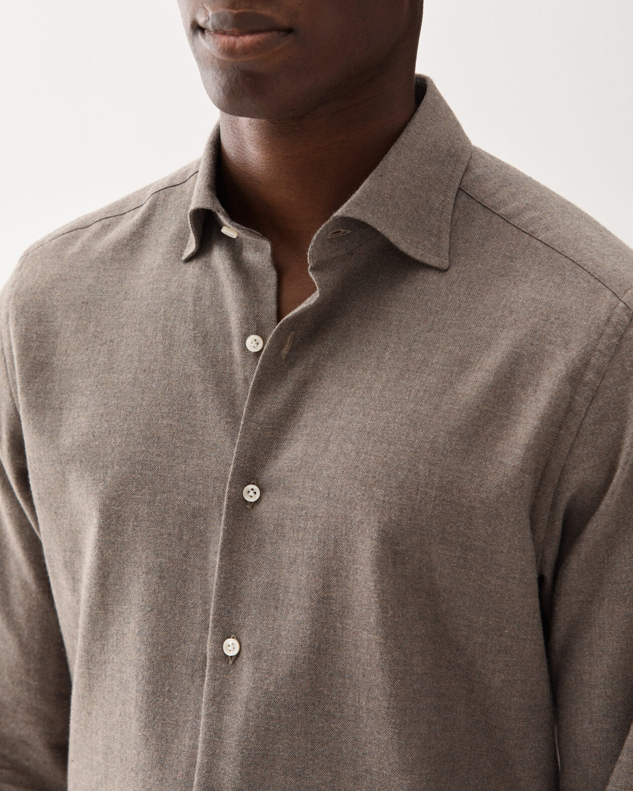 Brushed Oxford Cotton Shirt Taupe