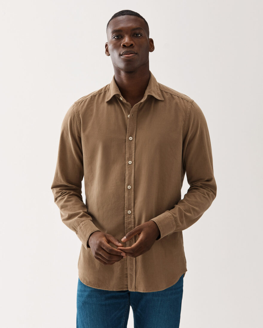Pincord Cotton Shirt Khaki