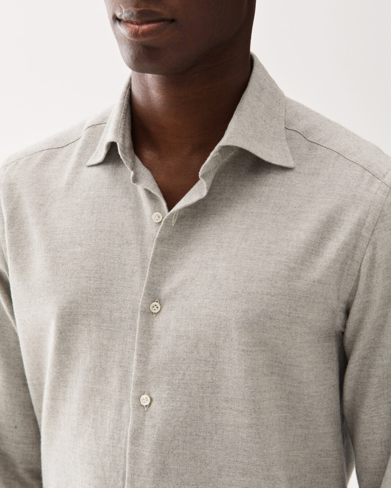 Brushed Oxford Cotton Shirt Light Grey