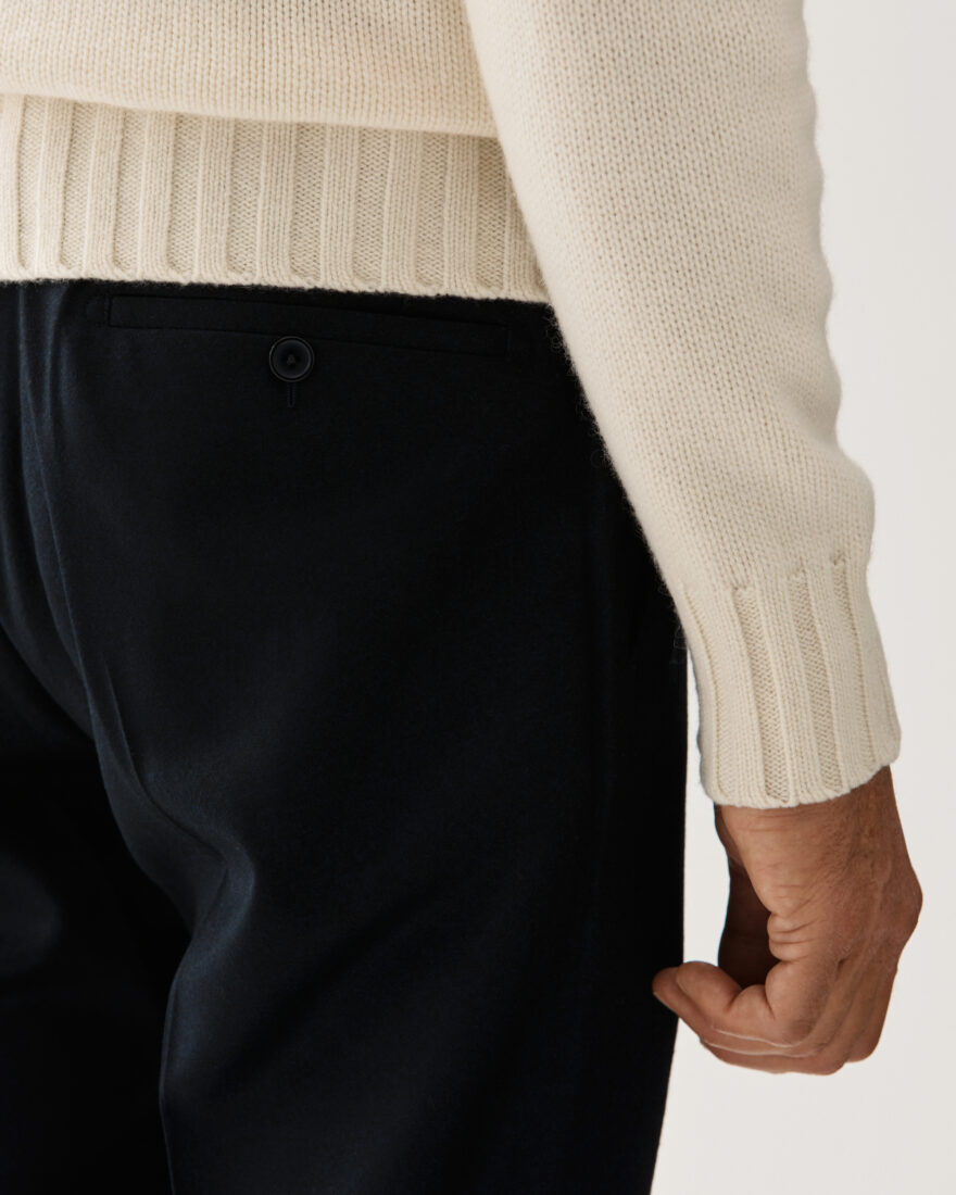 Flat Wool Flannel Trouser Navy