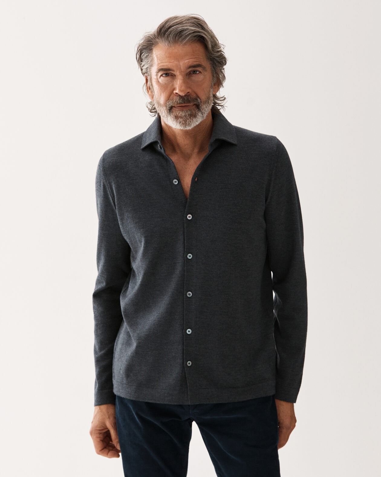 Knitted Wool Shirt Grey