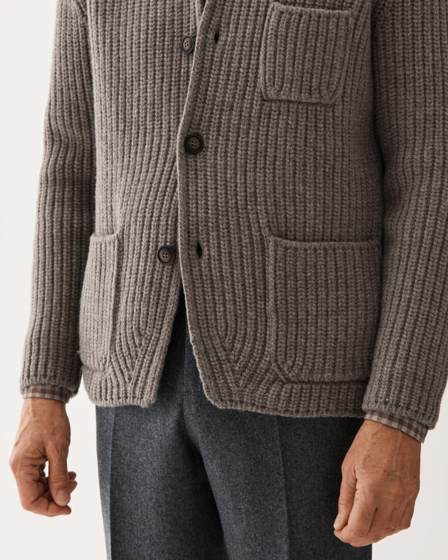Sweater Heavy Knit Jacket Nougat