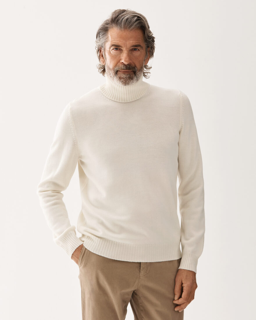 Turtleneck Wool Sweater White