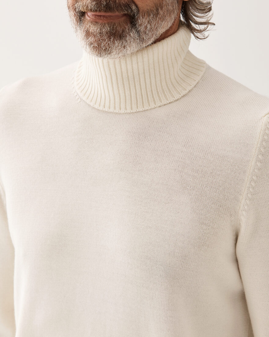 Turtleneck Wool Sweater White