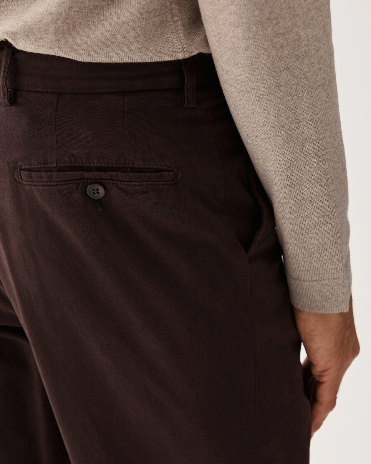 Tailored Flat Cotton Stretch Trouser Brown