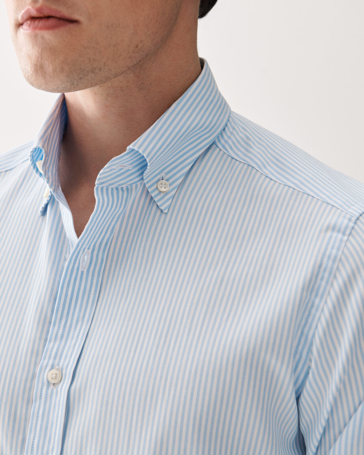 Skjorta Ljusblå randig button-down Oxford bomull