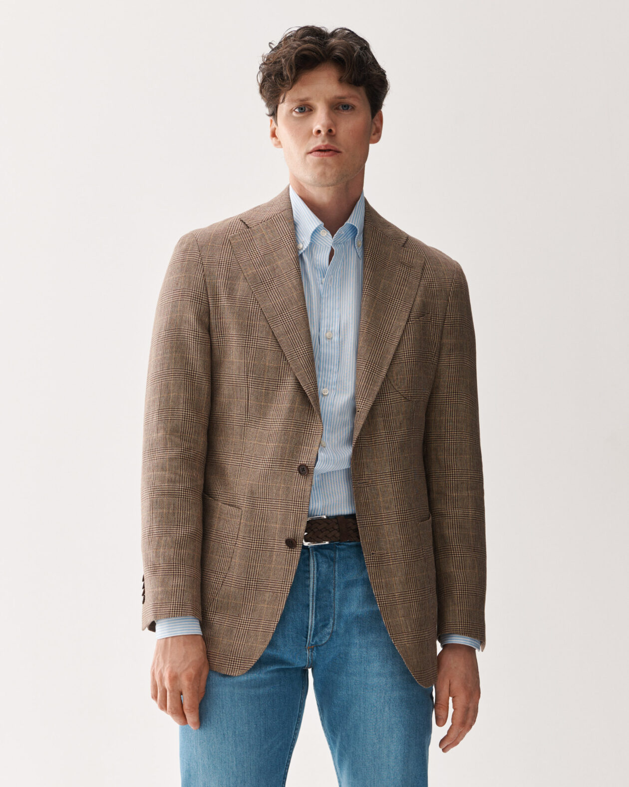 Glencheck Wool Linen Jacket Brown – Coming Soon