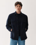 Wool Cashmere Shirt Jacket Navy