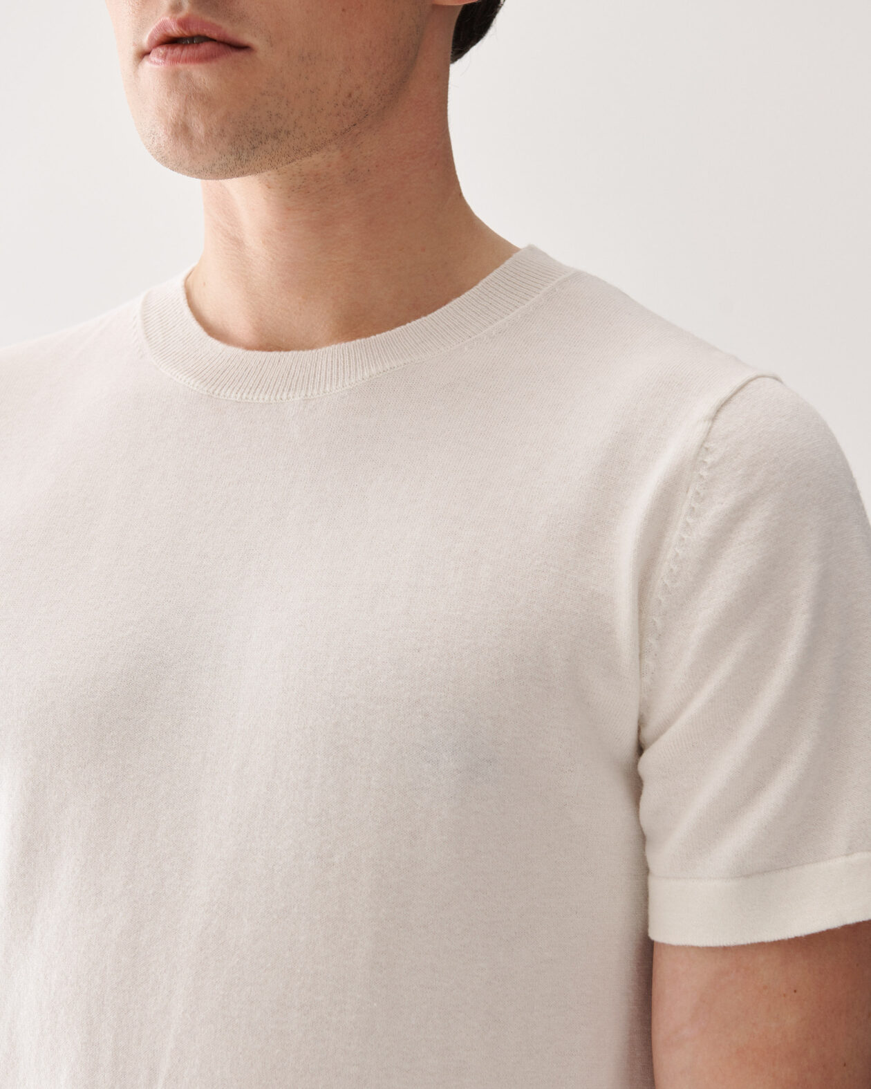 T-shirt Merino/Bomull Off-white
