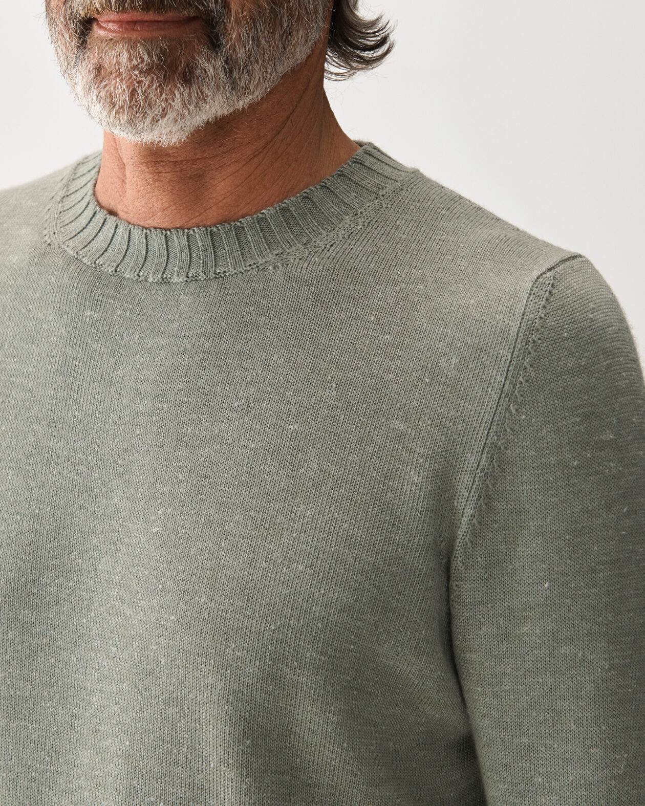 Crewneck 7 Gauge Silk Cashmere Sweater Sage Green