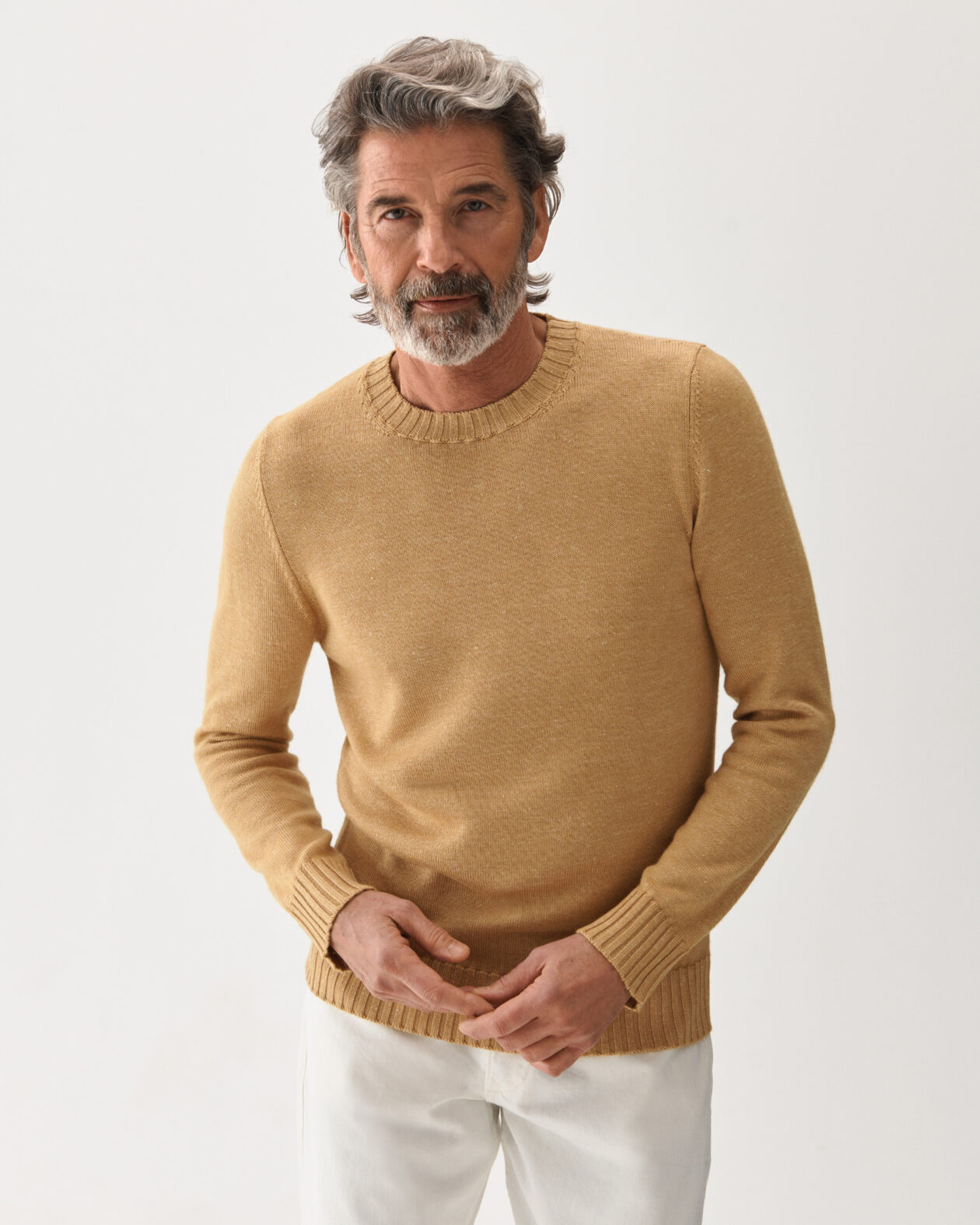 Crewneck 7 Gauge Silk Cashmere Sweater Burnt Yellow