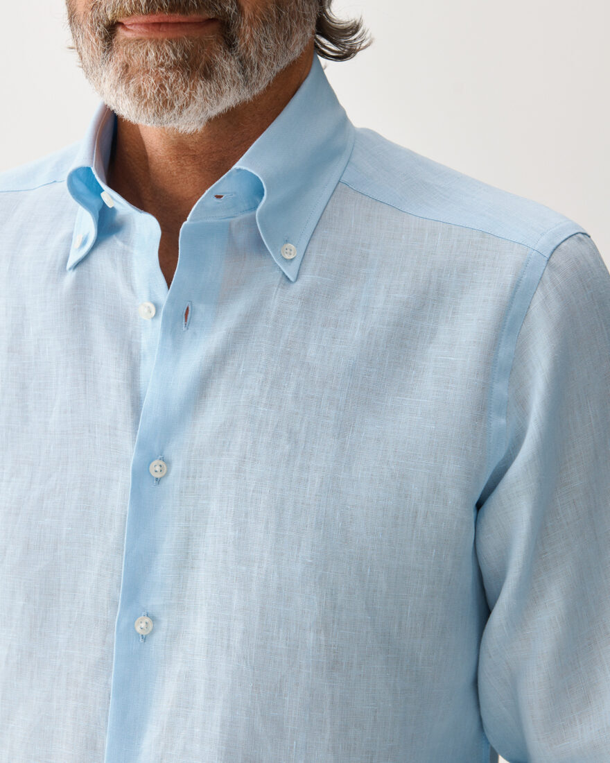 Button-Down Linen Shirt Light Blue