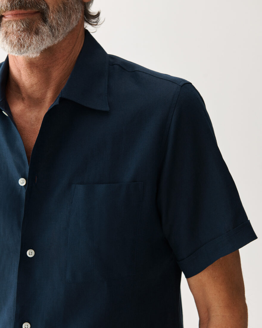 Resort Linen Short Sleeve Shirt Navy