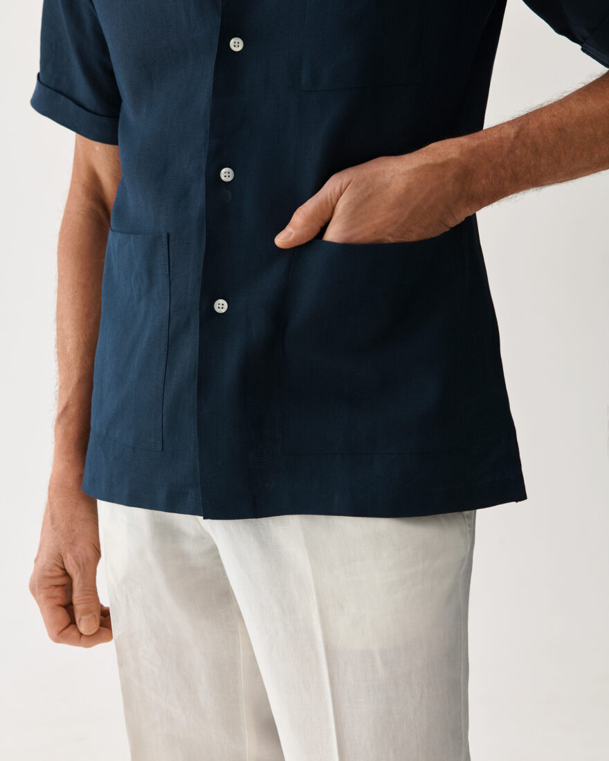 Resort Linen Short Sleeve Shirt Navy