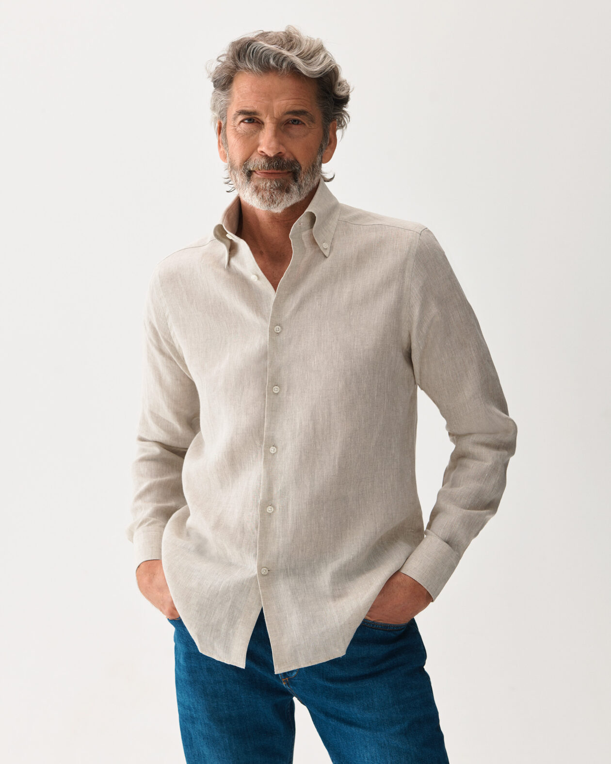 Linen Button-Down Shirt Sand
