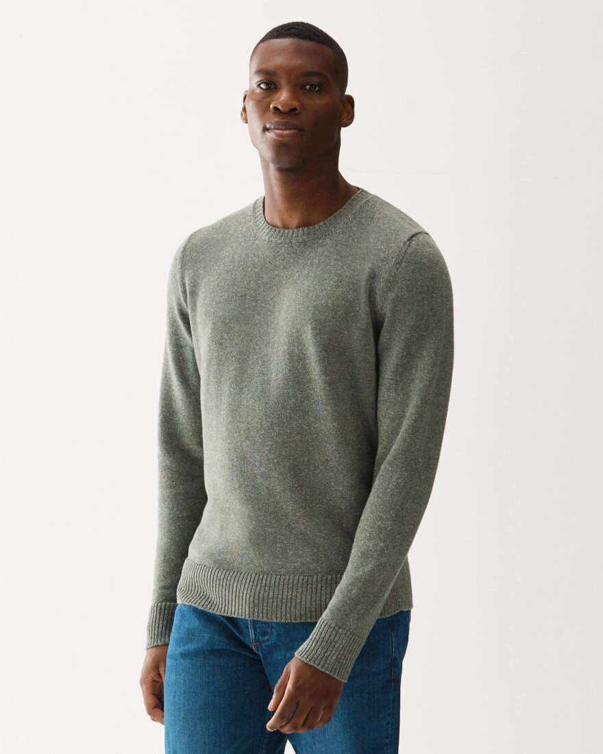 Crewneck Linen Blend Sweater Green