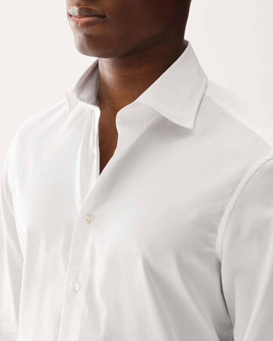 Tailored Cotton Sateen Shirt White