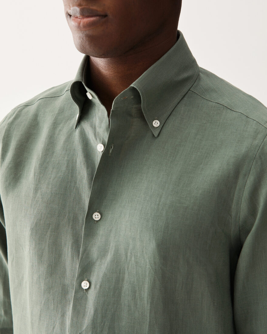 Button-Down Linen Shirt Green