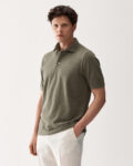 Washed Pique Cotton Polo Sweater Green