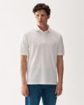 Washed Pique Cotton Polo Sweater White