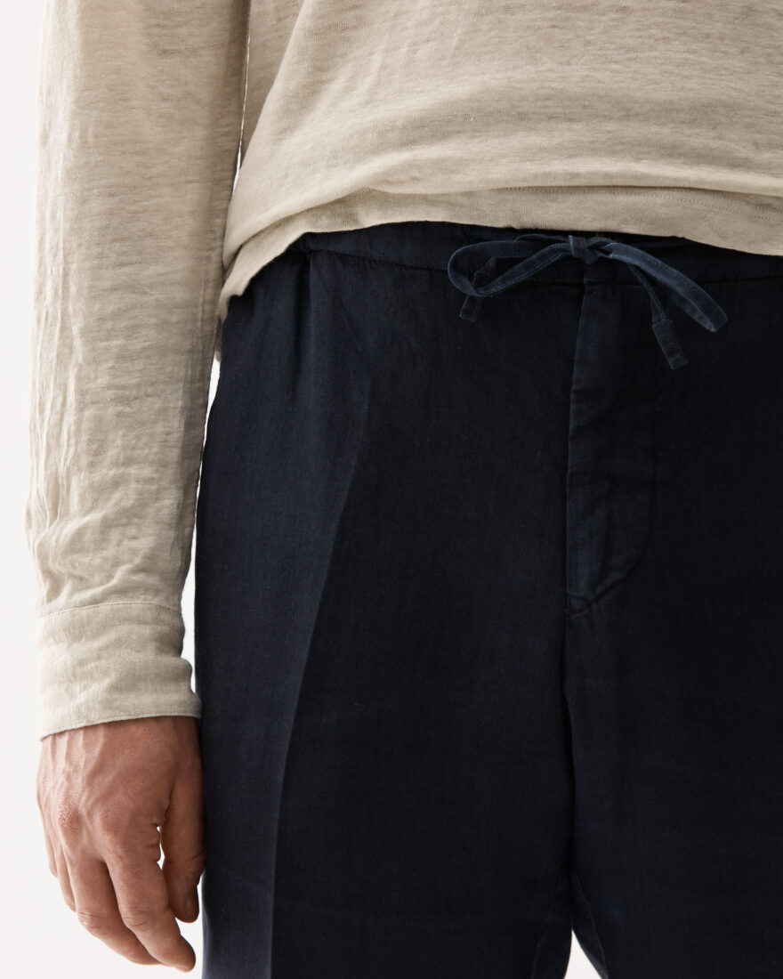 Drawstring Linen Trouser Navy