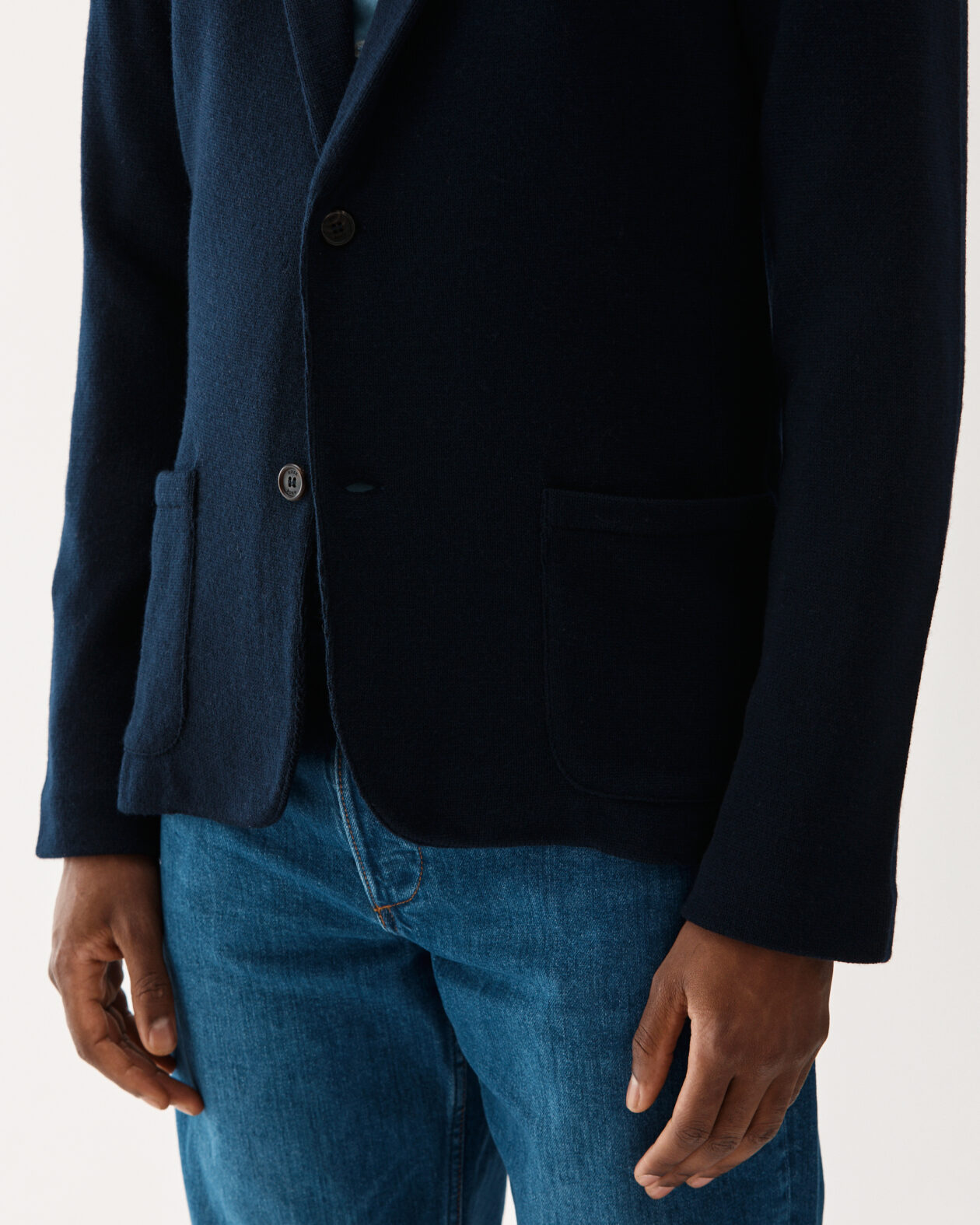 Knitted Wool Jacket Navy