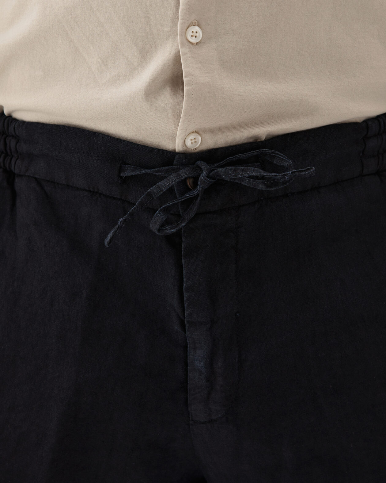Drawstring Linen Shorts Navy