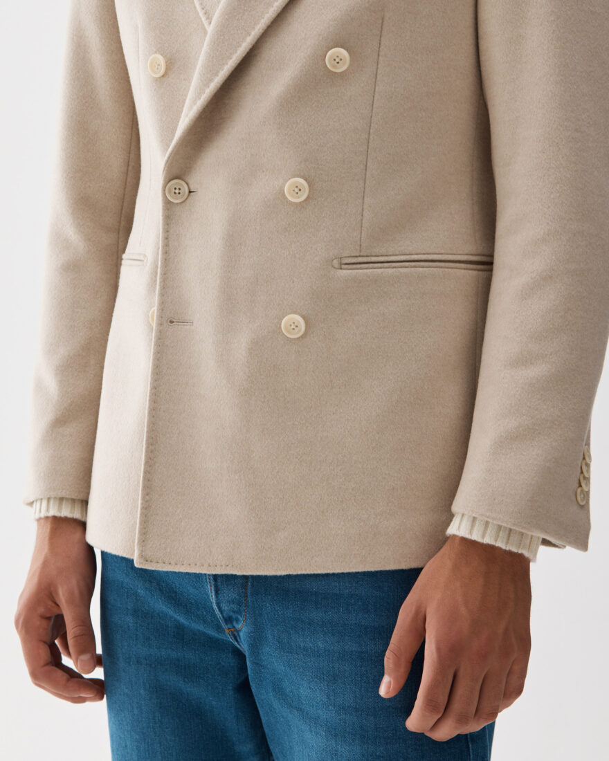 Cashmere Blend Double-Breasted Jacket White
