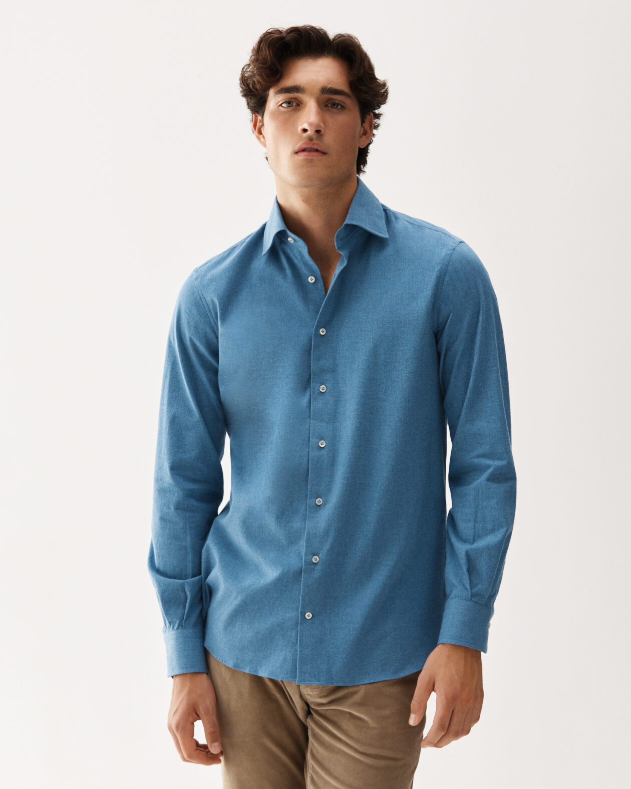 Brushed Cotton Shirt Light Blue