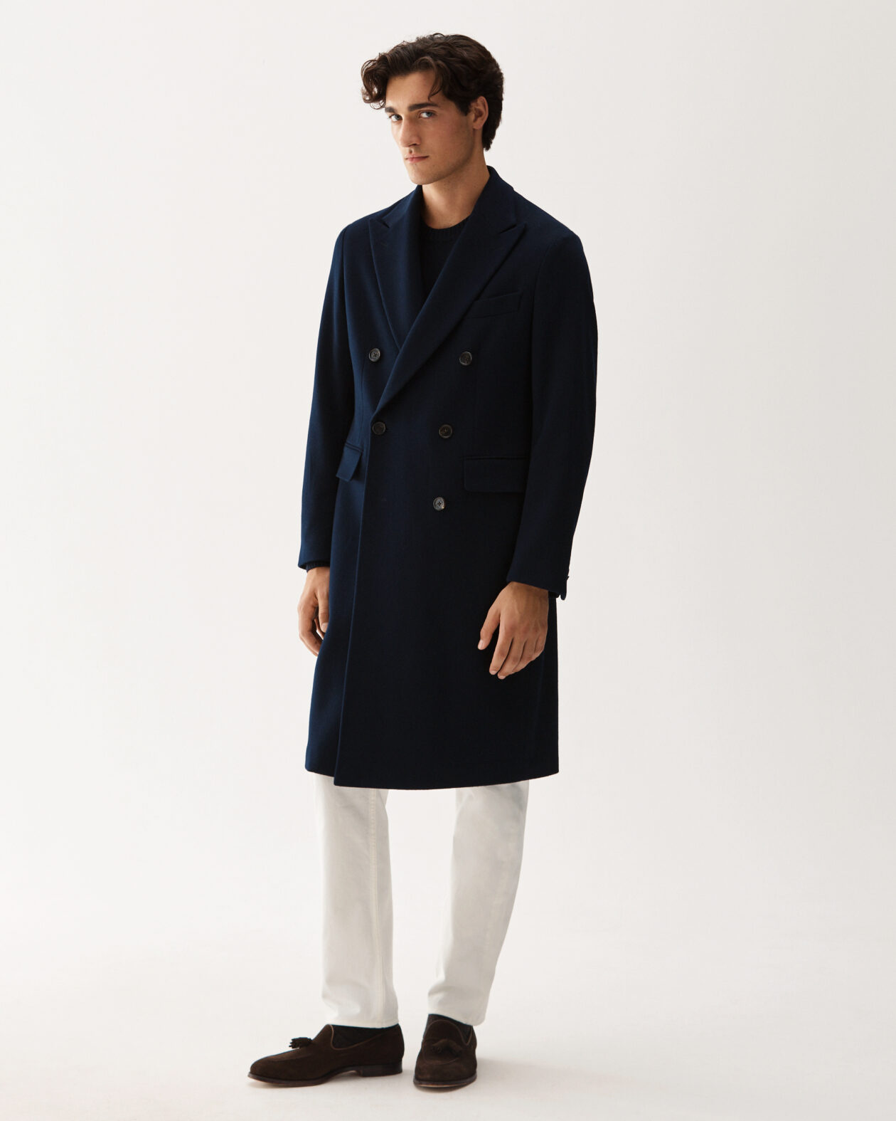 Double Breasted Wool Coat Navy