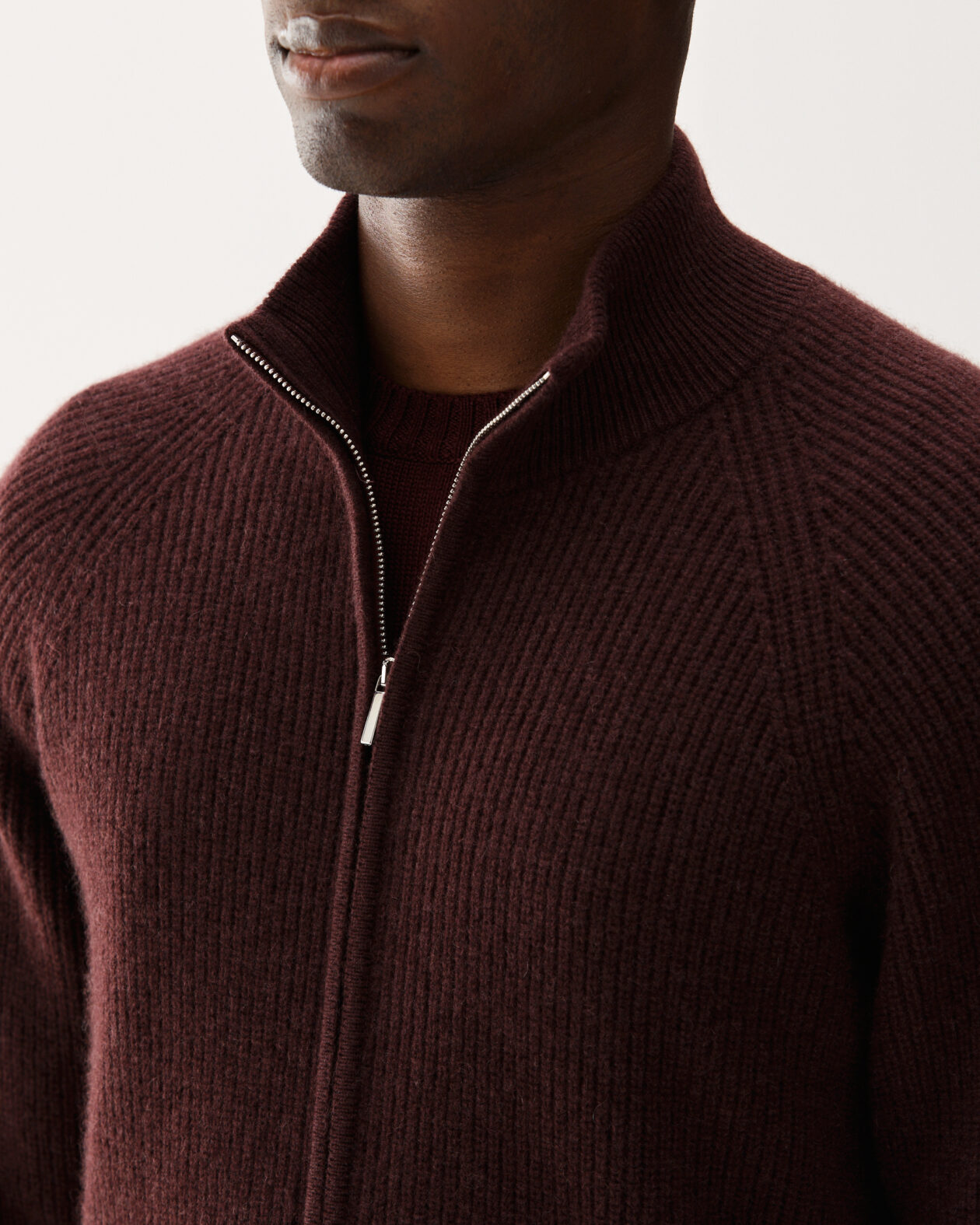 Full-Zip Cashmere Sweater Burgundy
