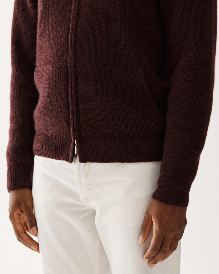 Full-Zip Cashmere Sweater Burgundy