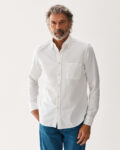 Washed Cotton Button-Down Shirt White