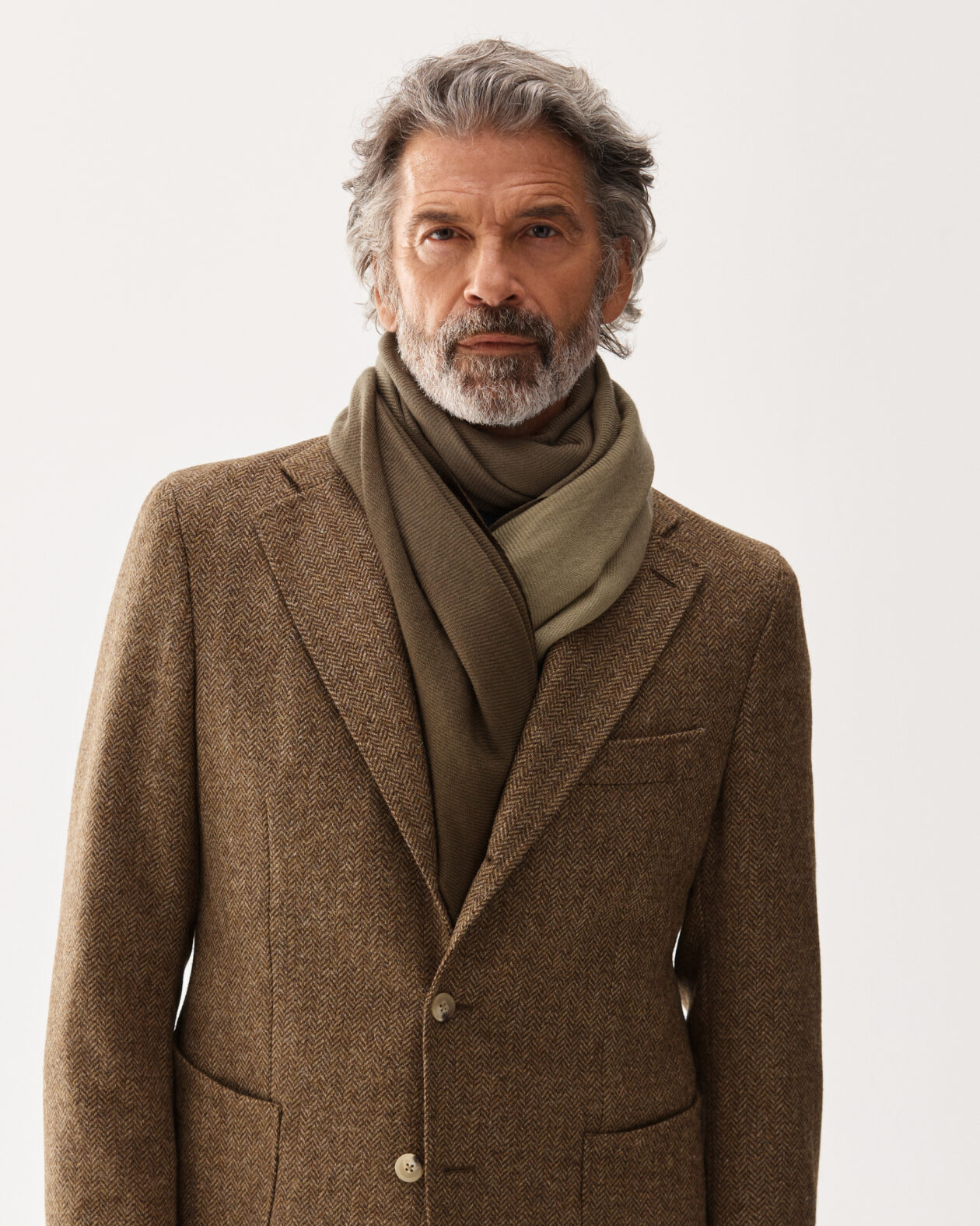 Twill Cashmere Scarf Shaded Olive