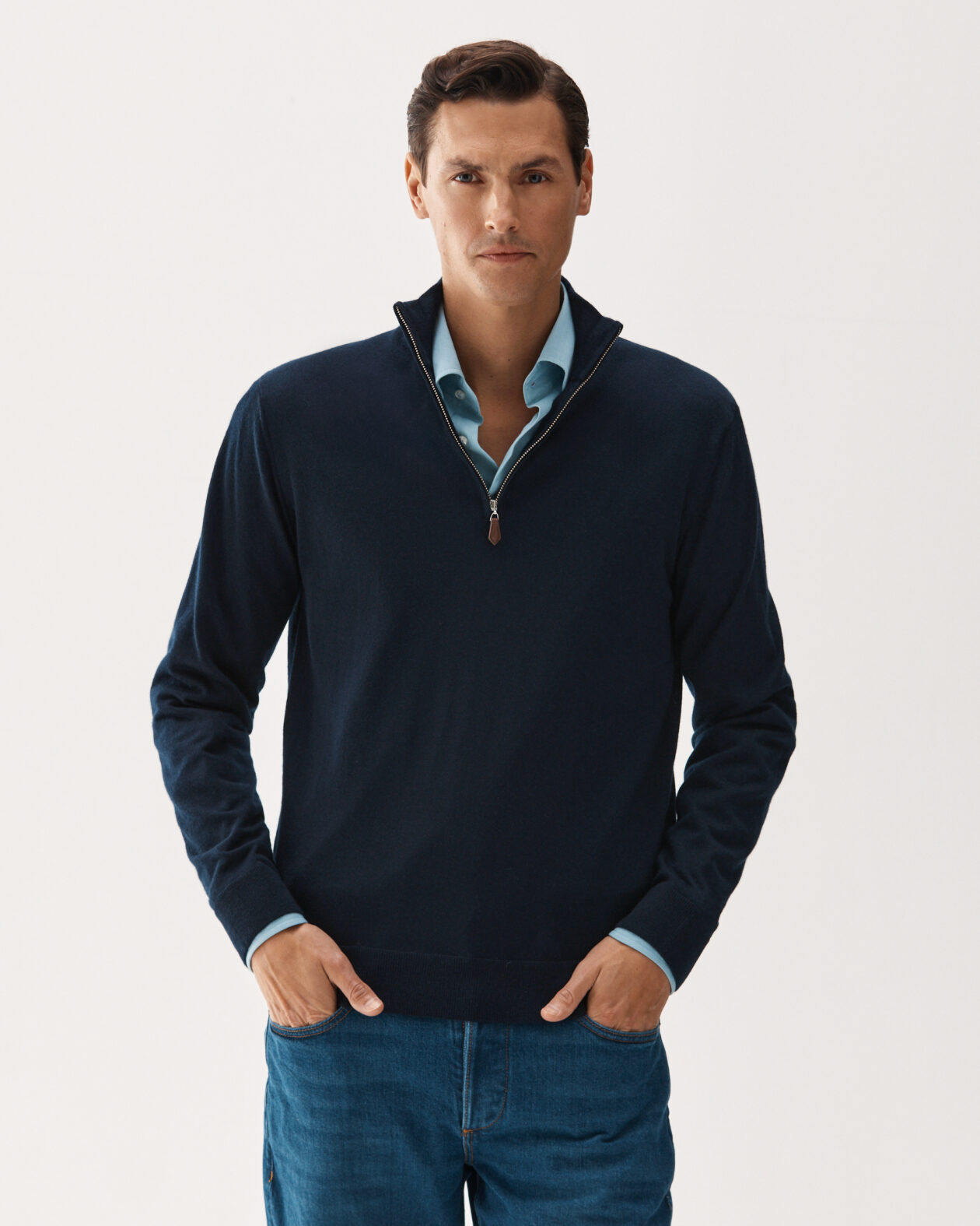 Cashmere Half-Zip Sweater Navy